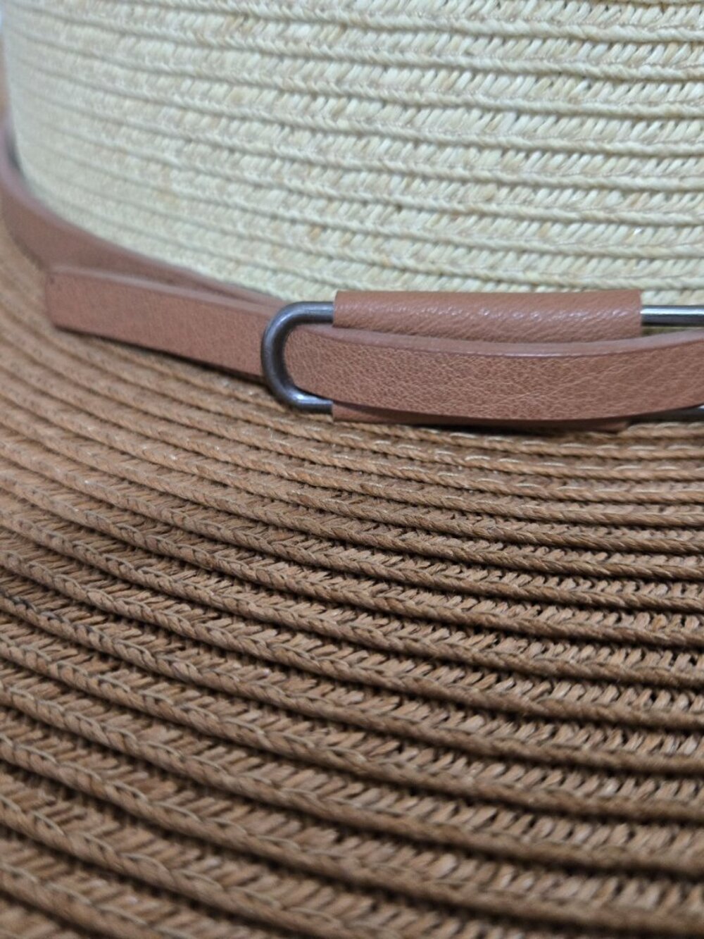 DPC Two Tone Wide Brim Sun Hat Camel Cream Packable One Size Resort Beach - Picture 3 of 7
